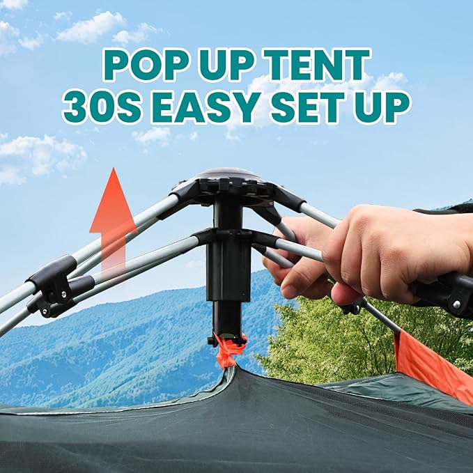 KINGROCK Blockout Camping Tent, Instant Easy pop up Camping Tent,Automatic Waterproof Family Tents for Camping 4 Person, Easy Set Up Tents,Portable Windproof Dome Tent for Camping