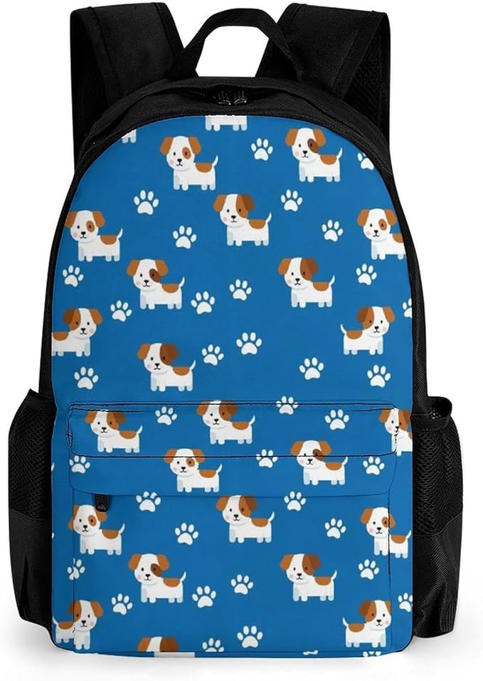 Daypack Backpack Polyester Multipurpose Anti-Theft Beagles Paw Navy Blue Printed Shoulder Bag Big Capacity Gym Outdoor Hiking Backpack With Smooth Zippers