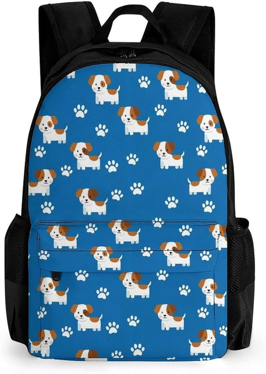 Daypack Backpack Polyester Multipurpose Anti-Theft Beagles Paw Navy Blue Printed Shoulder Bag Big Capacity Gym Outdoor Hiking Backpack With Smooth Zippers