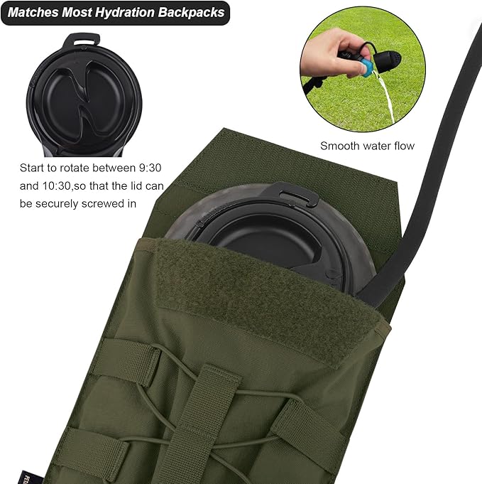 PETAC GEAR 1.5L / 3L Tactical Hydration Pack，Molle Carrier Pouch for 50 oz /100 oz Hydration Bladder Daypack Water Backpack.