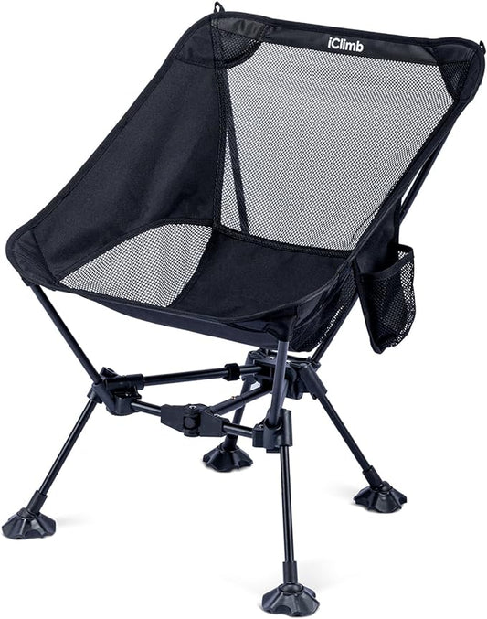 iClimb Ultralight Compact Camping Folding Beach Chair with Anti-Sinking Large Feet