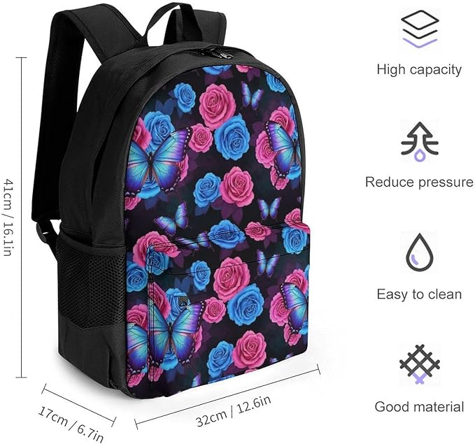 Casual College Daypack Butterfly Multipurpose Business Travel with Large Capacity Rucksack for Men Women