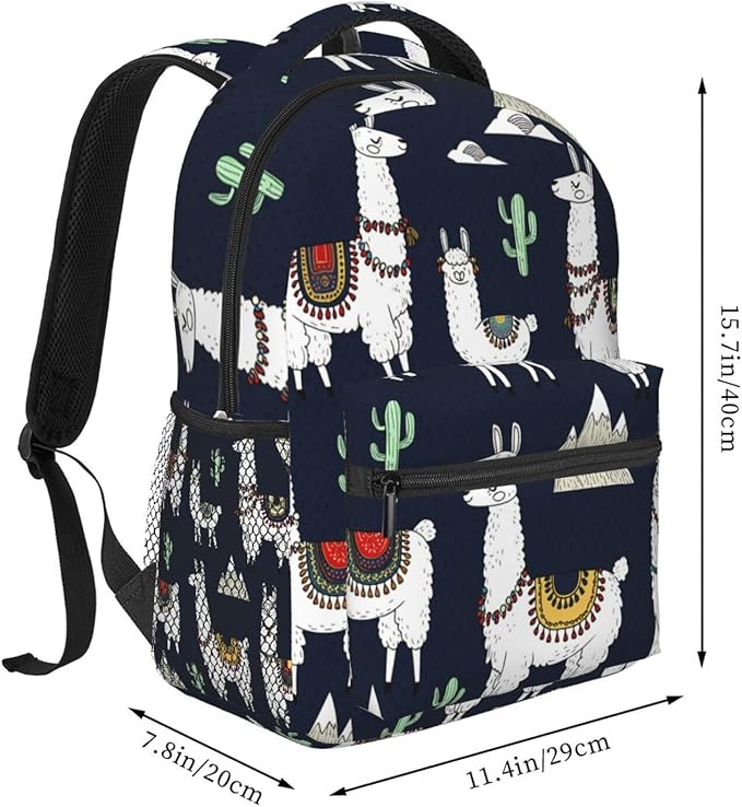 Backpack Lightweight Anti-Theft Multipurpose Alpaca Sloth And Catus Art Shoulder Bag Large Capacity Travel Hiking Backpack With Padded Straps