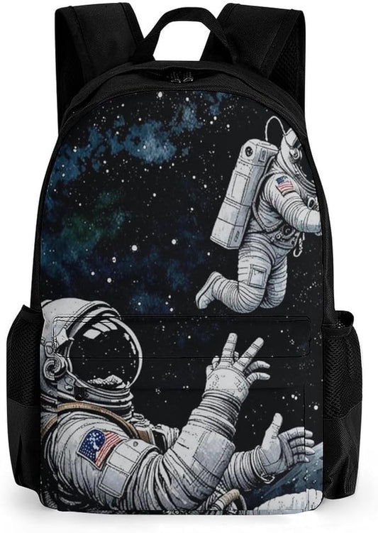 Lightweight Daypack Bookbag for Trekking Business Walking Cycling, Big Capacity Anti-Theft Multipurpose Carry On Bag, Astronaut Space Art Business Computer Bag