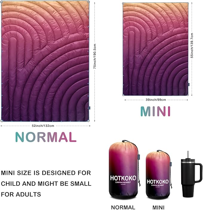 Mini Camping Blanket,Lightweight Down Alternative Puffy Blanket Packable Outdoor Blanket for Camping,Traveling, Stadium, Hiking, Picnics