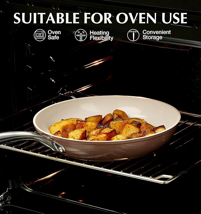 KOCH SYSTEME CS 8 Inch Nonstick Frying Pan Skillet, Ceramic Non Stick Frying Pans, Non Toxic Pans for Cooking, Induction Compatible Egg Pan, Free of PFOA & PTFE, Dishwasher & Oven Safe, Brown