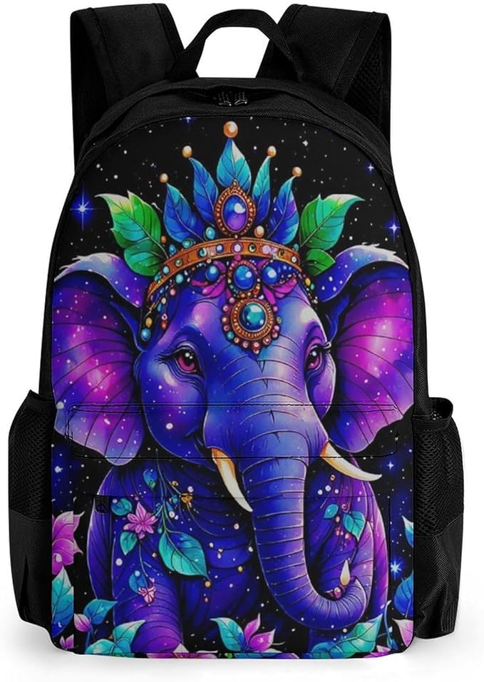 Rucksacks Lightweight Multipurpose Anti-Theft Tribal Elephants Flowers Shining In The Dark Art Shoulder Bag Big Capacity Traveling Camping Backpack With Side Pockets