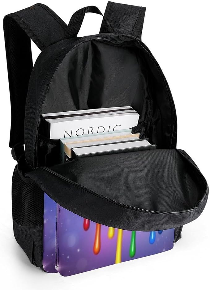 Polyester Daypack Backpack for Climbing Outdoors Running, Big Capacity Multipurpose Anti-Theft Bookbag, Lgbt Gay Homosexual Lesbian Rainbow Lips Travel Hiking Camping Rucksack