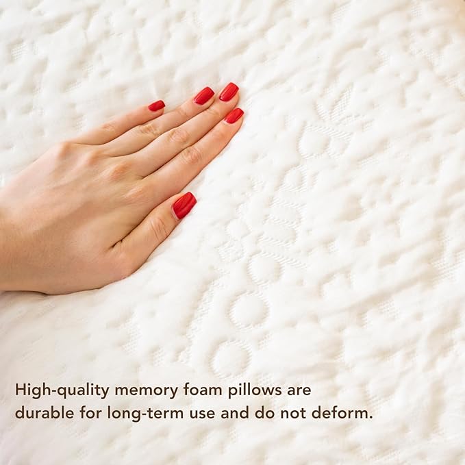 Memory Foam Pillow for Sleeping, 27.56x16.54x5.90 inches, Breathable Soft Cover, Relieves Neck Pain - Back, Stomach, Side Sleeper, White
