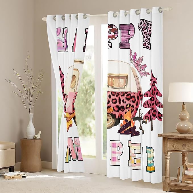 Erosebridal RV Camper Window Curtains 42" Wx84 L Leopard Print Blackout Curtains for Bedroom Living Room,Rustic Cheetah Animals Skin Window Treatments Outdoor Traveling Drapes Decor 2 Panels