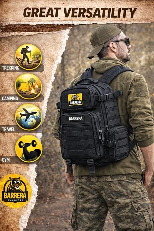 Tactical Backpack 25L Military MOLLE Assault Pack – Waterproof EDC Backpack for Hiking, Camping, Travel & Survival Gear, Bug Out Bag (Black Tactical)
