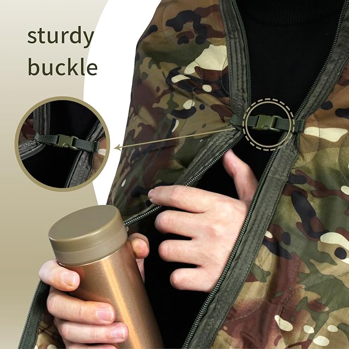 GRVCN Military Blanket - Camping Sleeping Bag with Zipper, Poncho Liner Thermal Insulated Blanket, Lightweight Portable Outdoor Hiking Survival Compression Carry Bag