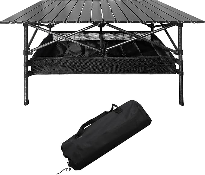 Lightweight Foldable Camping Table - Portable Low Picnic Folding Table for Outdoor, Backyard, Beach, BBQ, Picnic & Patio, Compact Roll-Up Design with Carry Bag