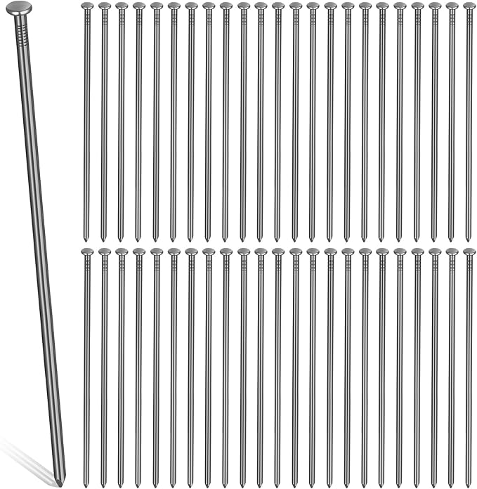 Nuenen 100 Metal Heavy Duty Stakes 12 Inch Landscape Anchoring Spikes Garden Edging Spikes for Artificial Turf Stakes, Paver Edging, Weed Barrier, Timber, Carpentry, Tent, Camping (Black)