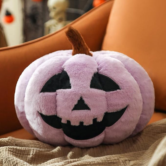YRXRUS Cute Pumpkin Pillows, Halloween Pillow, Pumpkin Shaped Throw Pillows Happy Halloween Decoration, Purple 6x12 Inches Soft Rabbit Fur Pillow for Natural Accent Pillows for Holiday, Fall