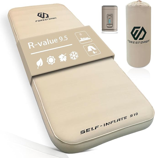 Self Inflating Sleeping Pad, 4" Extra Thick Memory Foam Camping Pad, 60S Fast Air Self-Inflating Camping Mattress Pads, 4 Season Sleeping Mat for Camping Rooftop Tent Car Truck Van