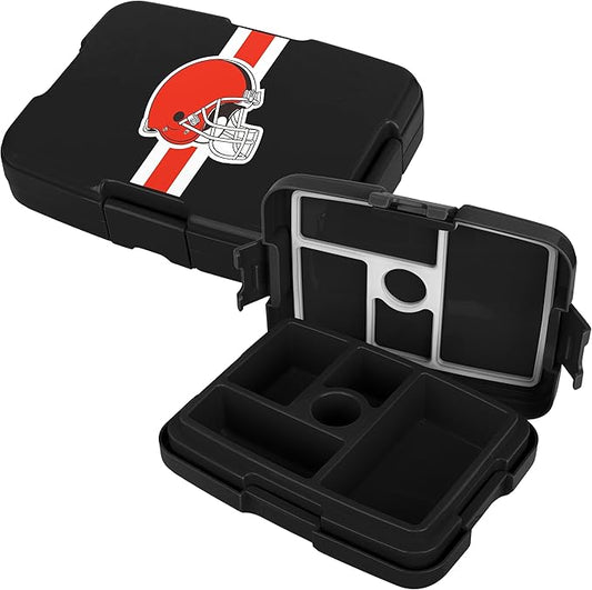 FOCO NFL Unisex-Adult Officially Licensed Team Color Stripe Primary Logo Football Leak Proof 5 Compartment Bento Lunch Box - Cleveland Browns