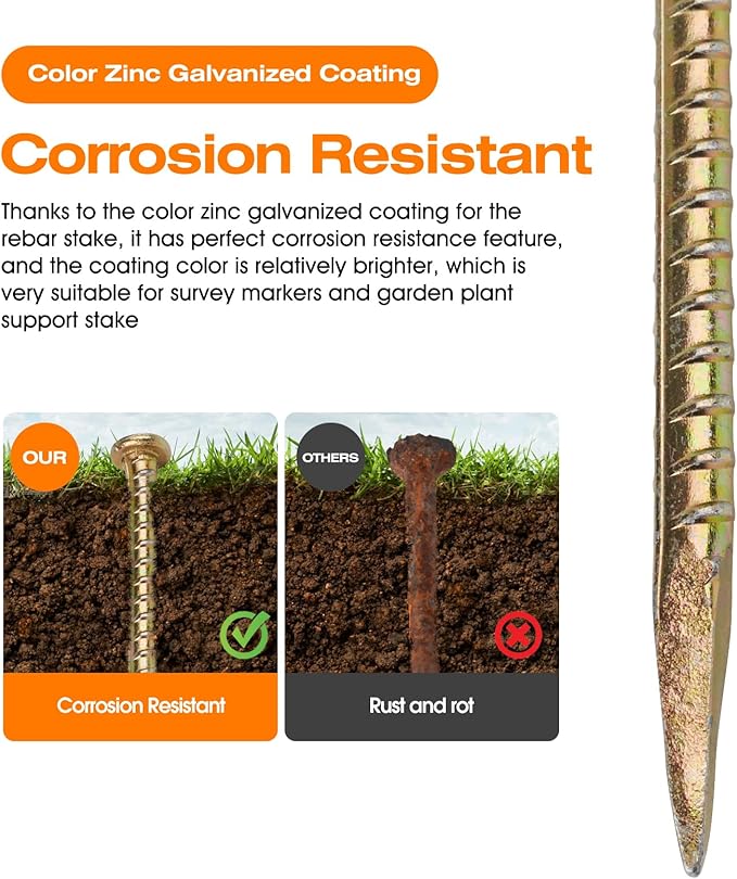 Ground Anchors 16" Large Ground Nail Stake with Brackets 4pcs Earth Anchors Mobile Home Storage Shed Anchor Kit Swing Set Anchors for Metal Swing Set Playset Tie Down