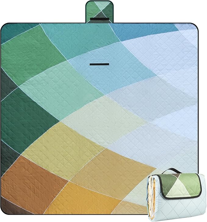 Picnic Blanket Waterproof Extra Large 79"x79" 210D Oxford Outdoor Blanket for Grass Portable Sand Proof Beach Blanket for 6-8 Adults (Nature Palette)