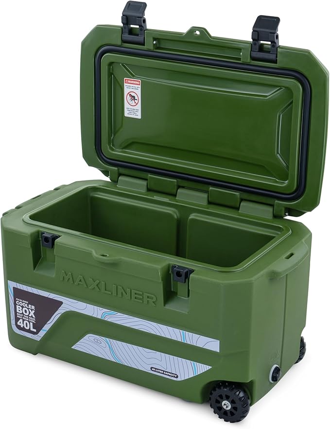 Max Cooler Box (40L) Outdoor Activities, Such as Camping, Fishing, Hiking, and picnics. Box Keeps Cold to 180 Hours (7.5 Day)