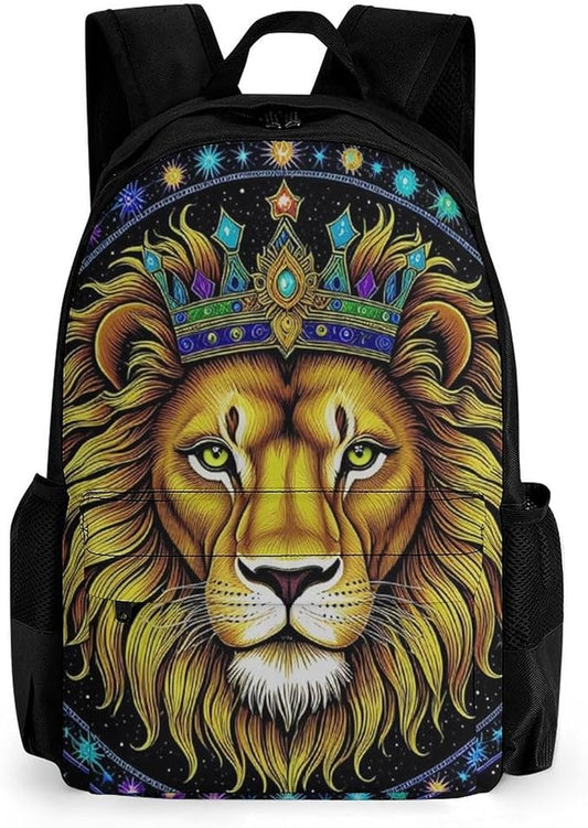 Supdreamc Backpack Polyester Multipurpose Anti-Theft Trippy King Of The Lion Art Shoulder Bag Big Capacity Gym Outdoor Hiking Backpack With Padded Straps
