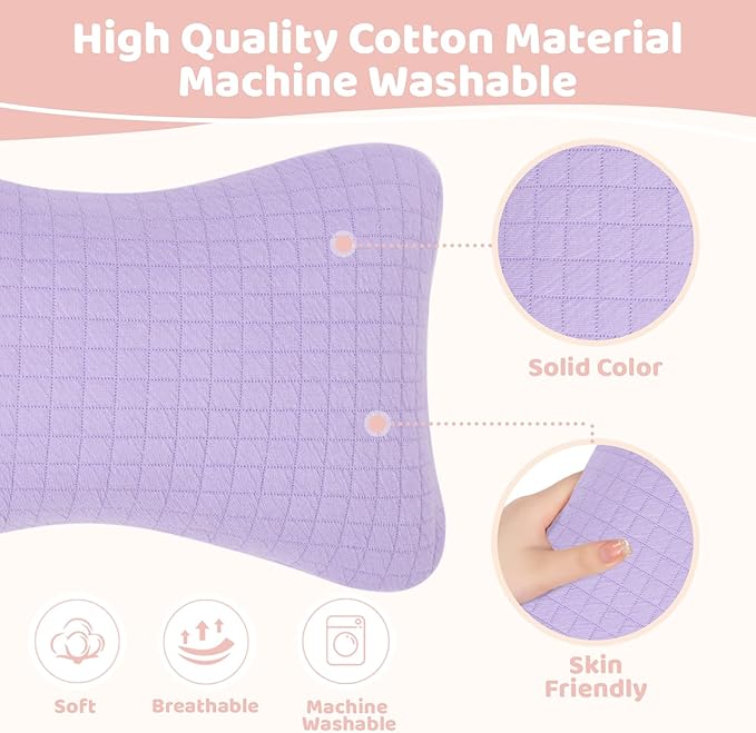 vocheer 11x7in Mini Travel Pillow, Small Pillows for Resting, Tiny Pillows for Neck, Wrist, Lumbar and Knee, Pets Pillow, Cotton, Cover Removable, Machine Washable (Purple-1PC)