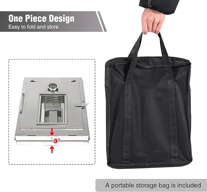 REDCAMP 16" H Foldable Camping Oven with Storage Handbag,Stainless Steel Portable Camping Stove for Baking Cinnamon Rolls, Breads and Muffins with Wood Burning Fire,Propane Stoves,Campers,Baking BBQ