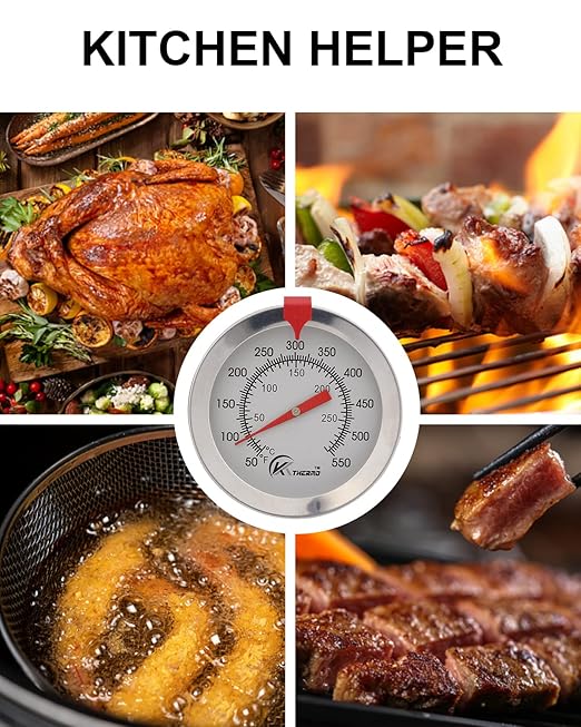 KT THERMO Candy/Deep Fry Thermometer with Instant Read,Oil Thermometer,8" Stainless Steel Stem Meat Cooking Thermometer,Best for Turkey,BBQ,Grill