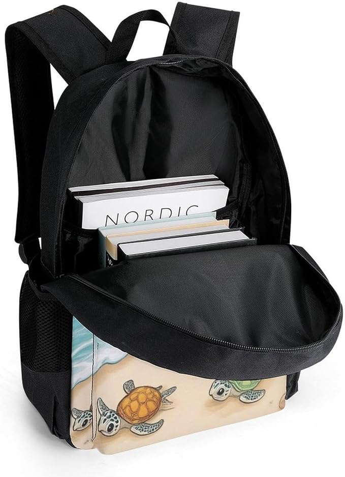Polyester Daypack Bookbag for Gym Business Bicycle, Large Capacity Multipurpose Anti-Theft Carry On Bag, Beach Turtles Travel Hiking Daypack
