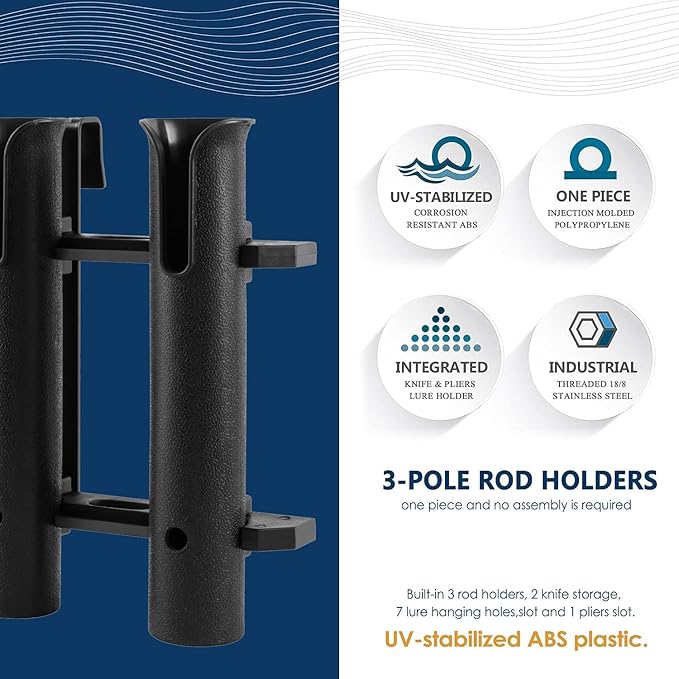 YUSOVE Cooler Fishing Rod Holder, Fishing Rod Rack for Boat, Fishing Rod Holder for YETI Coolers and RTIC Coolers,with Tie-Down Slot Cooler Accessories