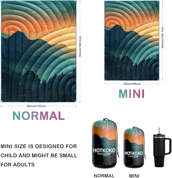 Camping Blanket,Lightweight Puffy Printed Camping Blanket Packable Outdoor Blanket for Camping,Traveling, Stadium, Hiking, Picnics