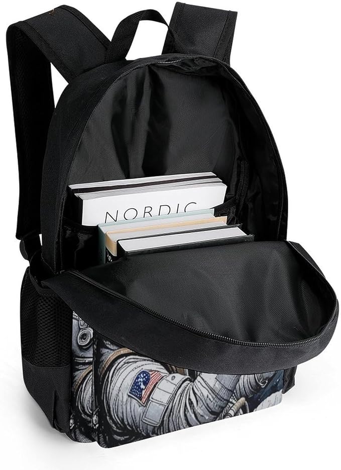 Lightweight Daypack Bookbag for Trekking Business Walking Cycling, Big Capacity Anti-Theft Multipurpose Carry On Bag, Astronaut Space Art Business Computer Bag