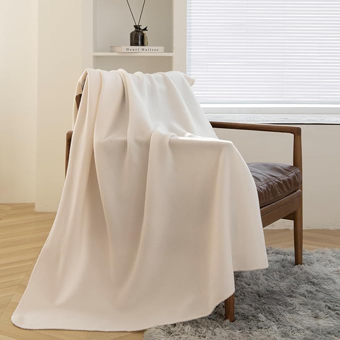 CAI TENG Fleece Throw Blankets Lightweight Warm Soft Cozy Kids Blanket Pet-Friendly Bulk Fleece Blanket Solid for Home, Bed, Sofa, Dorm, Office, Gifts, Outdoor Off-White 6 Pack 50 x 60 inch