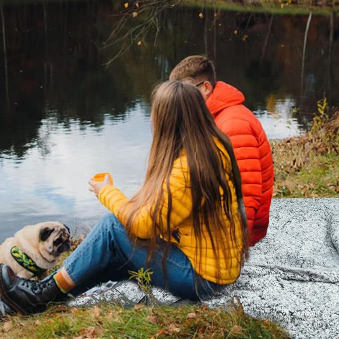Sherpa Warm Outdoor Camping Blanket - Waterproof Stadium Blanket for Cold Weather, Camp, Sports Mom and Concert - Camping Quilt 80" X 58" (Rose Purple)