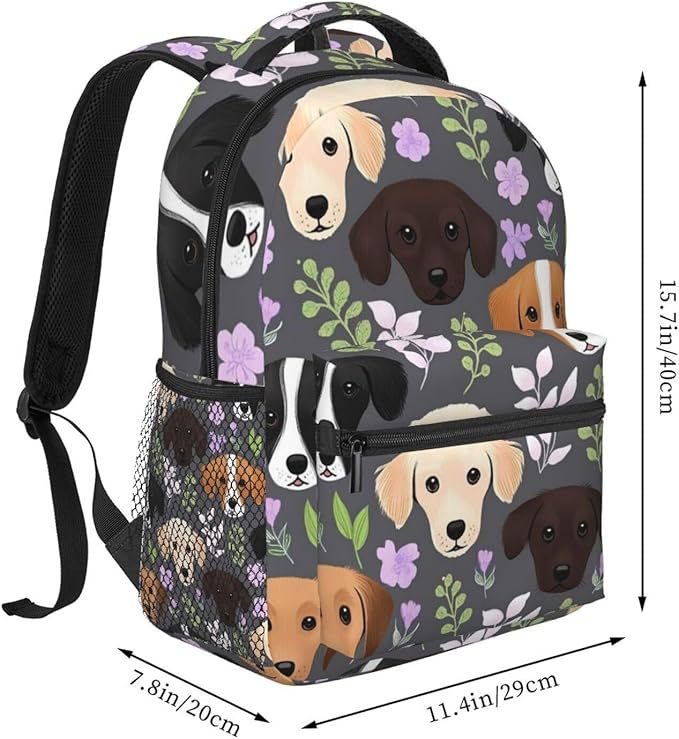 Rucksacks Polyester Anti-Theft Multipurpose Boxer Dogs And Flower Carry On Bag Large Capacity Gym Outdoor Hiking Backpack With Smooth Zippers