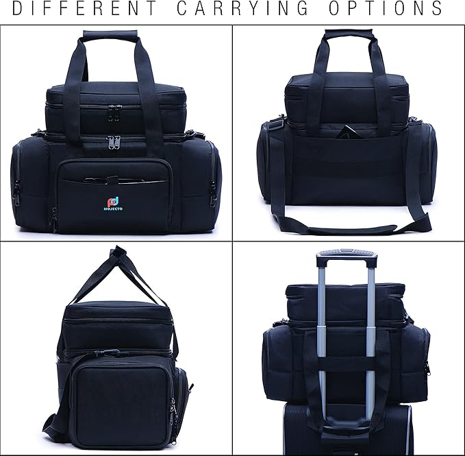 MOJECTO Cooler Lunch Bag. Dual Insulated Compartments, Heavy Duty Fabric, Thick Foam Insulation, Smooth Double Zipper, Padded Straps.