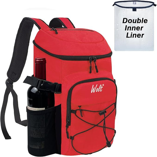 WOLT Cooler Backpack,24 Cans Insulated Backpack Cooler Leakproof,Lightweight Soft Cooler Bag,Camping Cooler,Large Capacity Beach Cooler,Waterproof Travel Cooler Lunch Backpack for Hiking