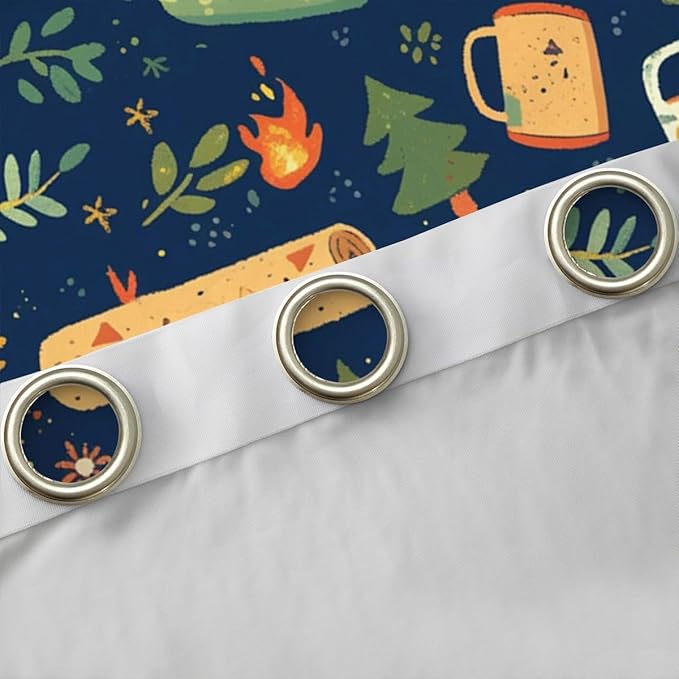 Feelyou Camping Decor Curtains for Bedroom Living Room Camper Accessories Blackout Shades Happy Camping Room Darkening Curtain Window Treatments, 2 Panels 42 x 63 Inch Decor