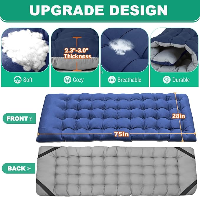 LILYPELLE Folding Camping Cot, Extra Wide Heavy Duty Sleeping Cots with Carry Bag, Double Layer Oxford Portable Travel Camp Cots for Home, Office Nap and Outdoor Beach