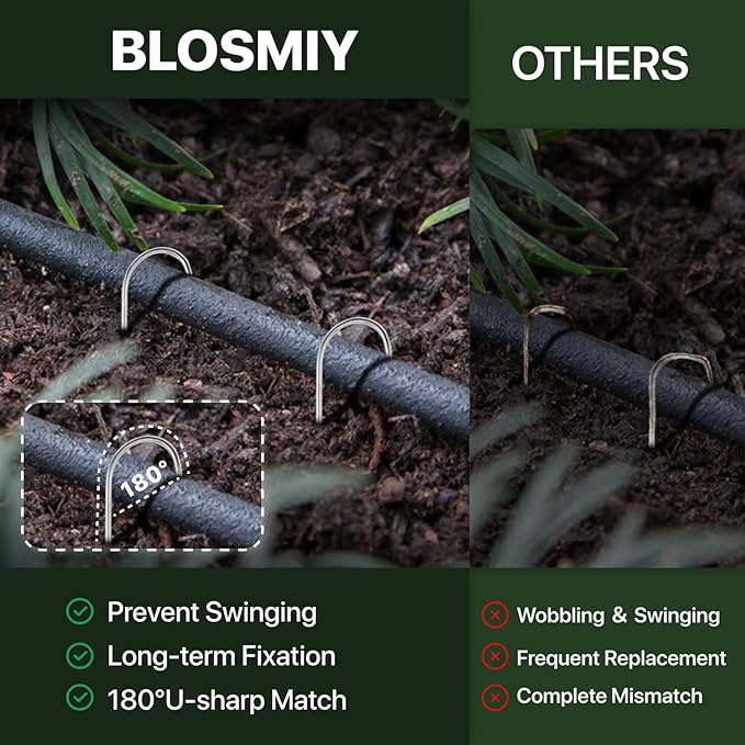 U Shaped Landscape Garden Staples 4 Inch 80 Pack Updated 11Gauge Irrigation Stakes Galvanized Garden Stakes Fabric Pins for Soaker Hose Drip Line Tubing Yard Lawn Staples for Outdoor Decorations