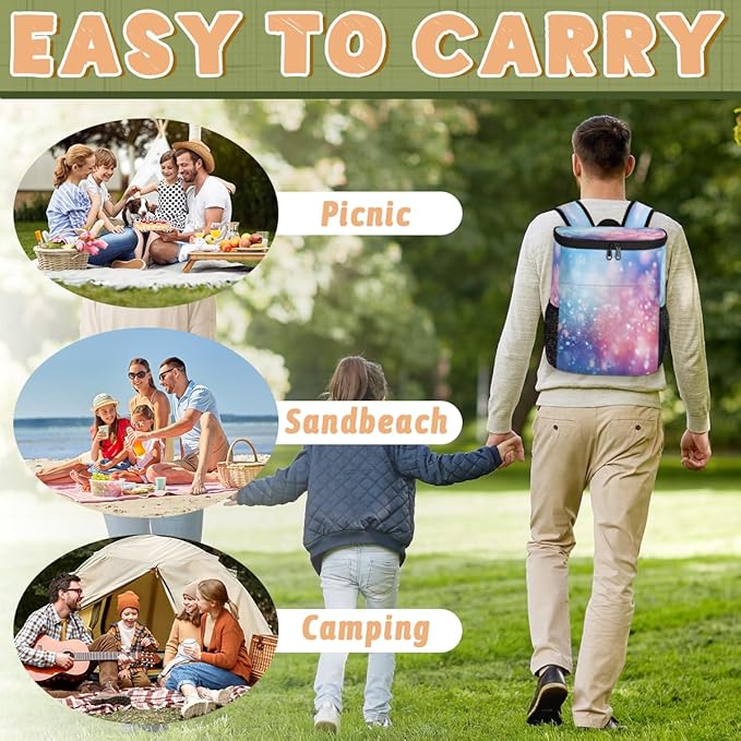 Insulated Cooler Backpack Glitter Leakproof Lightweight Ice Coolers Backpack Steel Blue Waterproof Cooler Bag Lunch Backpack for Camping Hiking Picnic for Men Women