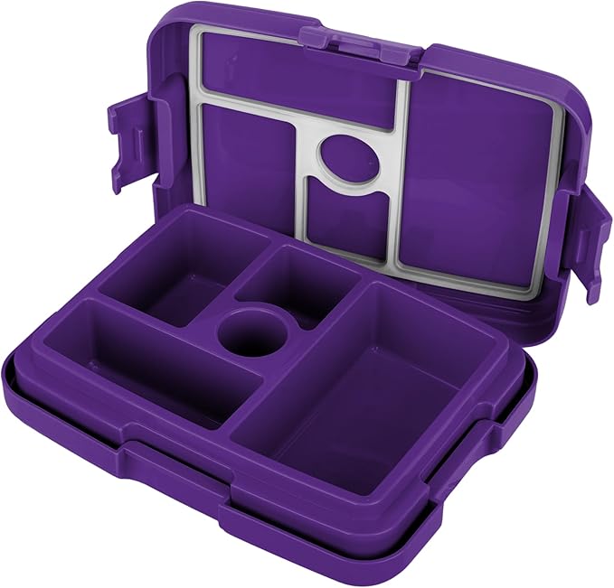 FOCO NFL Unisex-Adult Officially Licensed Team Color Stripe Primary Logo Football Leak Proof 5 Compartment Bento Lunch Box - Minnesota Vikings