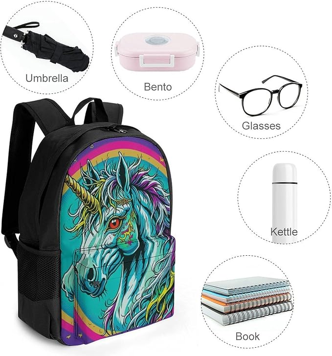Backpack Polyester Multipurpose Anti-Theft Unicorn Zombie Shoulder Bag Big Capacity Gym Outdoor Hiking Backpack With Padded Straps