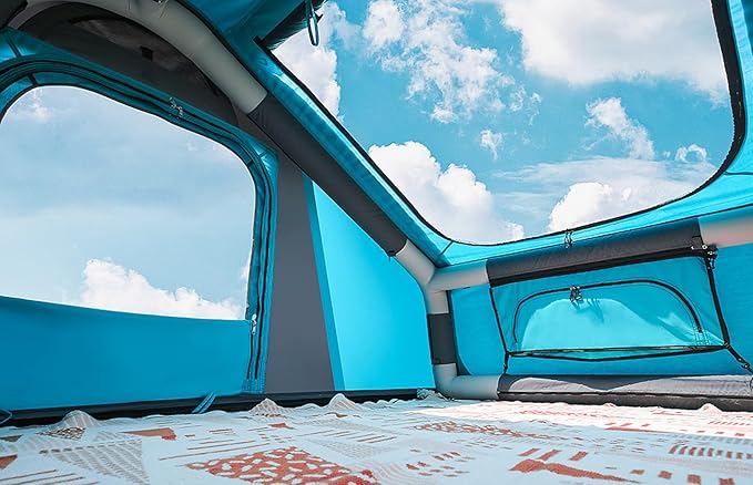 UNISTRENGH Truck Rooftop Tents Portable Inflatable Family Camping SUV Car Roof Top Tent with Skylight, Sun, Wind, and Waterproof SUV Truck Roof Tents