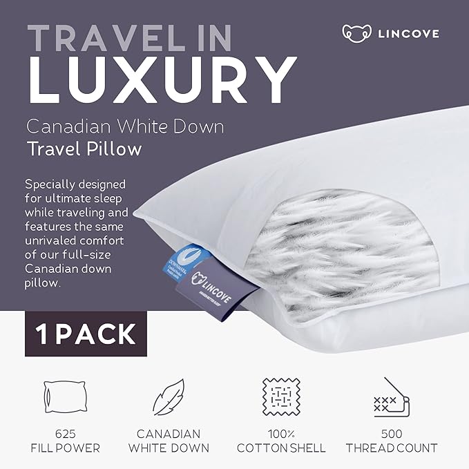 Lincove Microgel Travel Pillow - Global Recycled Standard Certified - Plush and Cozy Luxury Pillow to Support Head, Neck, While Sleeping on Airplanes, Cars, Hotels & Home - 13"x18"