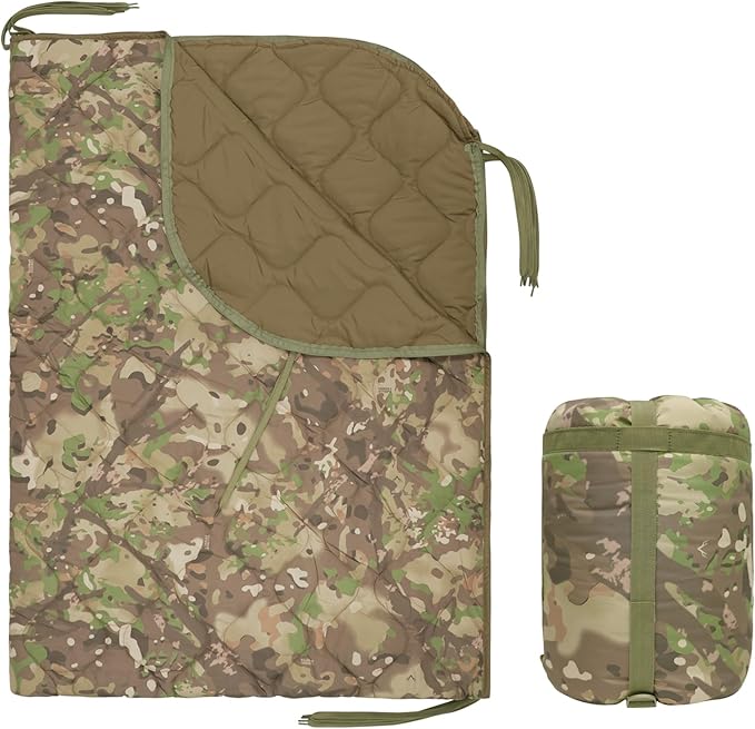 LOOGU Camo Blanket Waterproof Insulation Poncho Liner for Outdoor Camping, Hiking, Hunting, Survival, Backpacking, Picnicking