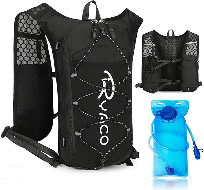 RYACO Lightweight Hydration Backpack, Running Backpack with 2L Water Bladder, Hiking Hydration Water Daypack for Cycling Rave for Men Women