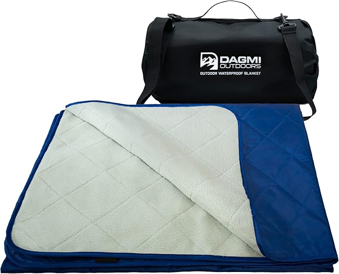 Waterproof Outdoor Blanket Large Fleece Camping & Stadium Blankets for Cold Weather. Perfect for Outdoors, Car, Dogs, Boat, Picnic. Windproof, Extra Warm, Machine Washable.