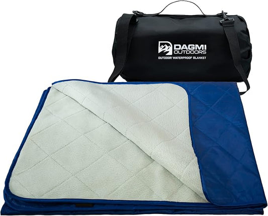 Waterproof Outdoor Blanket Large Fleece Camping & Stadium Blankets for Cold Weather. Perfect for Outdoors, Car, Dogs, Boat, Picnic. Windproof, Extra Warm, Machine Washable.
