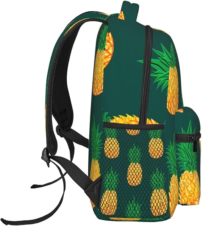 Polyester Daypack for Camping Travel Walking Cycling, Big Capacity Anti-Theft Multipurpose Bookbag, Pineapple Pattern Camping Outdoor Backpack